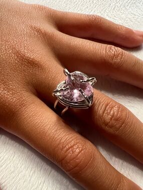 Handcrafted Silver Ring with Light Pink Gemstone